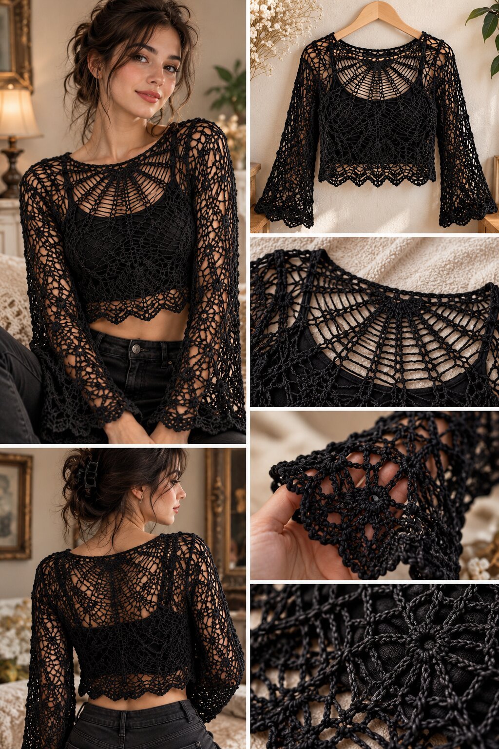 Gothic Crochet Top Pattern Black Lace Crochet Sweater Design