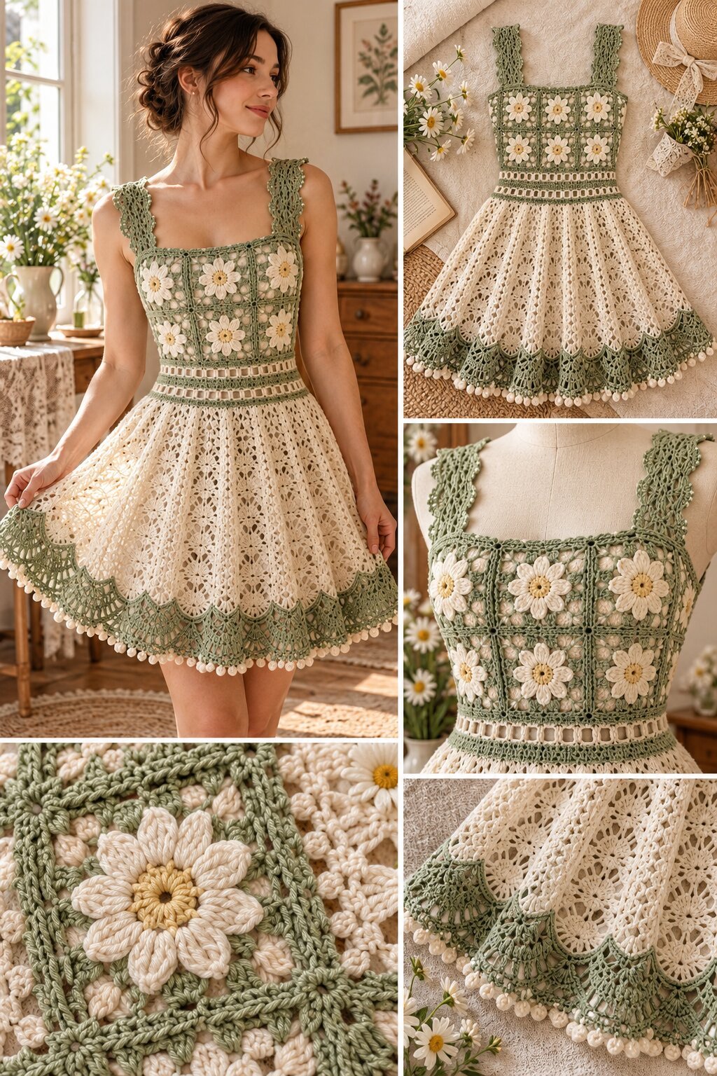 Sage Daisy Lace Dress Crochet Pattern